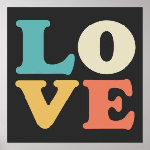 Liefde Typografie Retro Kleur Vierkant Poster