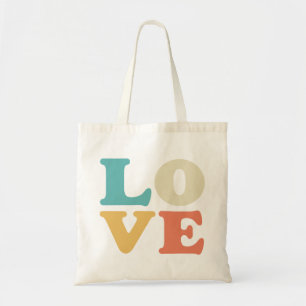 Liefde Typografie Retro Kleur Vierkant Tote Bag