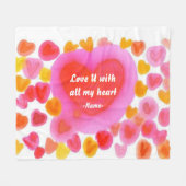 Liefde U met al mijn Waterverf op basis van hart e Fleece Deken (Voorkant (Horizontaal))