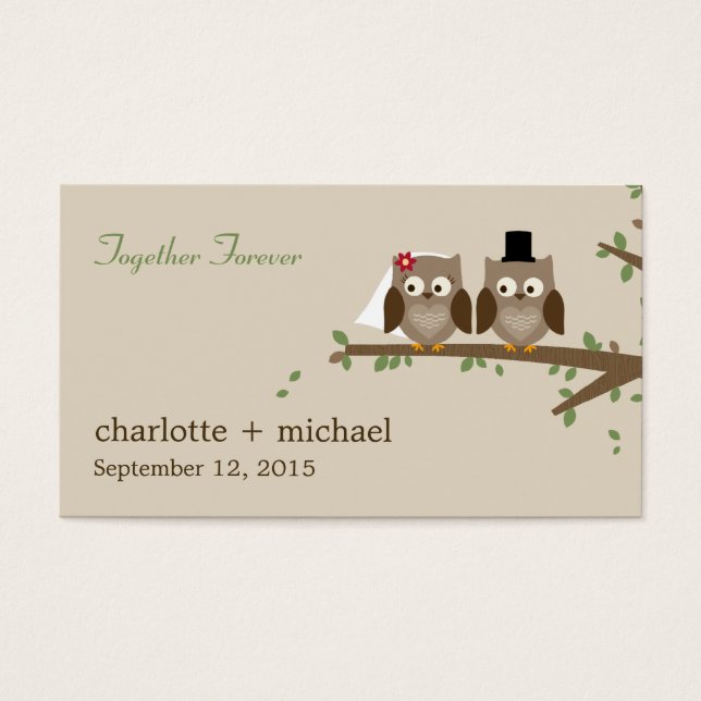 Liefde Uilen Gift Labels Visitekaartjes (Voorkant)