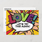 LIEFDE Uitgesteld Datum Gewijzigd Comic Book Pop A Aankondigingskaart (Voorkant / Achterkant)