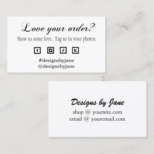 Liefde uw bestelling voor kleine bedrijven Kaart i Visitekaartje (Voorkant / Achterkant)