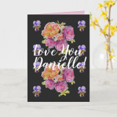 Liefde uw vrouw noemt roze rozen Waterverf Kaart (Gele Bloem)