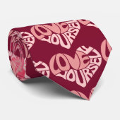 Liefde uzelf tweetone roze hartwoord stropdas (Opgerold)