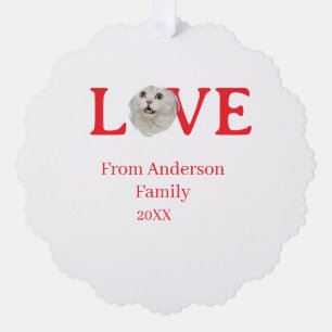 Liefde vakanties kat foto huisdier familie naam ve ornament kaart