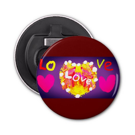 Liefde Valentijn hart Mok Magnet Button Flesopener (Voorkant)