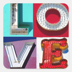 Liefde Valentijnen Dag in Metal Sign Letters Vierkante Sticker