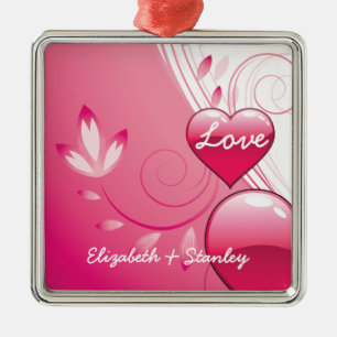 Liefde Valentijn's Day harten wervelt aangepaste o Metalen Ornament