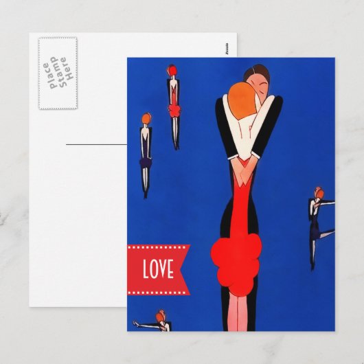 Liefde. Valentijnsdag Art Deco Design Briefkaarten (Voorkant / Achterkant)