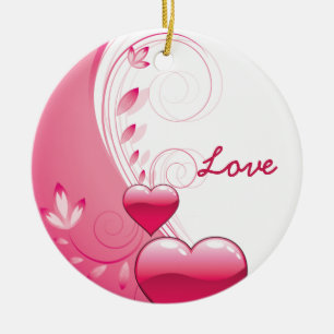 Liefde Valentijnsdag harten kronkels aangepaste or Keramisch Ornament