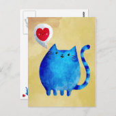 Liefde van de blauwe kat briefkaart (Voorkant / Achterkant)