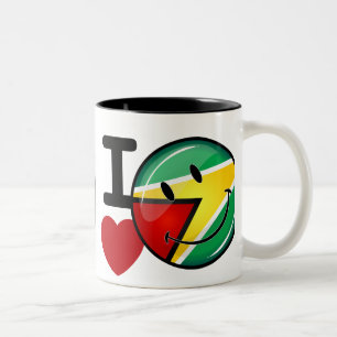 Liefde van Guyana die Guyanese vlag glimlacht Tweekleurige Koffiemok