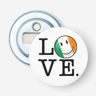 Liefde van Ierland glimlachende vlag Button Flesopener