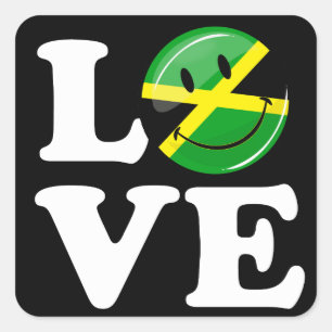 Liefde van Jamaica Lachende Vlag Vierkante Sticker