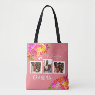 Liefde van je grootmoeder, heldere roze Florals Fo Draagtas