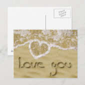 'Liefde van je' Hartelijk geschreven in het zand Briefkaart (Voorkant / Achterkant)