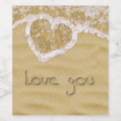 'Liefde van je' Hartelijk geschreven in het zand Wijn Etiket (Enkel label)