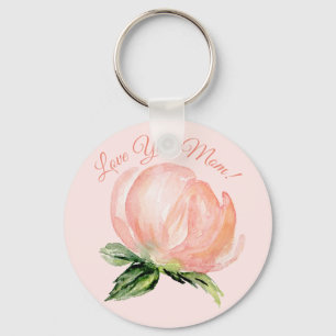Liefde van je mama Roze Floral Waterverf Moederdag Sleutelhanger