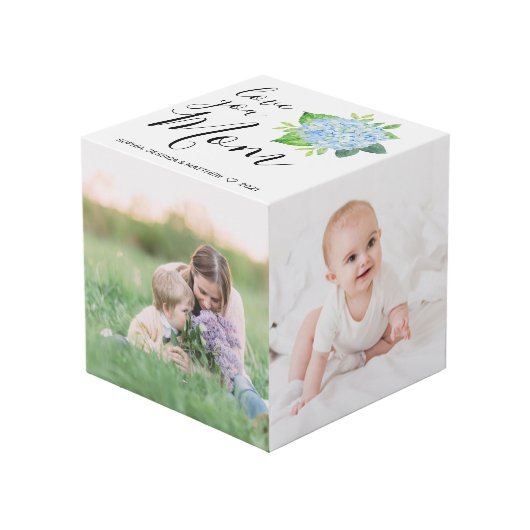 Liefde van je moeder Foto Collage Hydrangea Kubus (Voorkant hoekig)