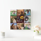 Liefde van je moeder Foto Collage Rustic Sunflower Vierkante Klok (Huis)