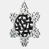 liefde van kattenpoetsversiering tin sneeuwvlok ornament (Rechts)