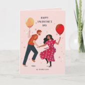 Liefde van schattige roze romance dansende mensen  kaart (Voorkant)