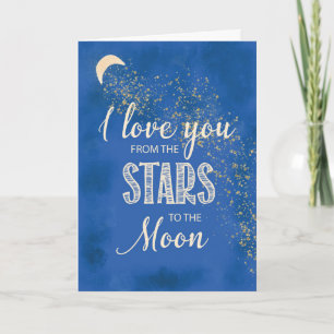 Liefde van sterren naar maan Night Sky Glitter-loo Kaart