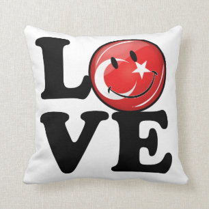 Liefde van Turkije glimlachende vlag Kussen