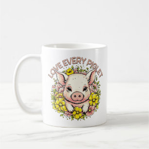 Liefde varkens in bloemen koffiemok