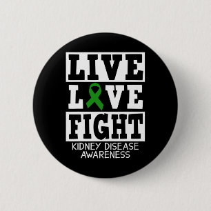 Liefde Vecht Groen Lint Nierziekte Bewustzijn Ronde Button 5,7 Cm