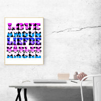 Liefde Veel Talen Harten Roze Paarse Blauw Zwart