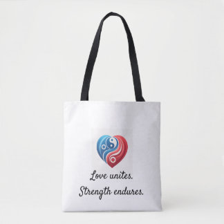 Liefde verenigt Inspirerend Yin Yang Hart Canvas t Draagtas