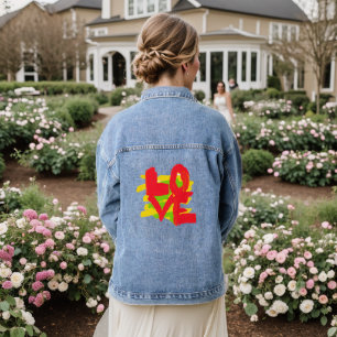 Liefde Verfkwasten Kleurrijk Lange Mouwen Denim Jacket