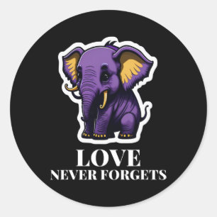 Liefde vergeet nooit olifant voor meisjes Alzheime Ronde Sticker