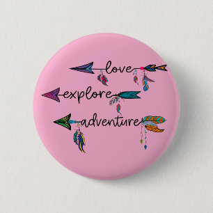 Liefde Verkennen Avontuur Pijl Tribal Boho Ontwerp Ronde Button 5,7 Cm