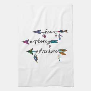Liefde Verkennen Avontuur Pijl Tribal Boho Ontwerp Theedoek