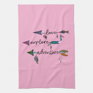 Liefde Verkennen Avontuur Pijl Tribal Boho Ontwerp Theedoek