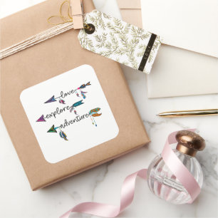 Liefde Verkennen Avontuur Pijl Tribal Boho Ontwerp Vierkante Sticker