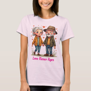 Liefde veroudert nooit Schattige oud paar T-shirt