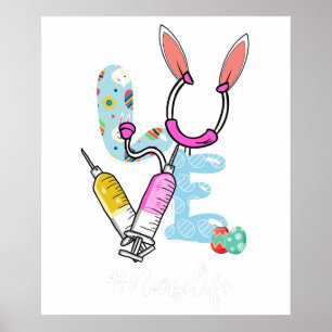 liefde verpleegster leven pasen, retro, vintage poster