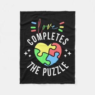 Liefde vervolledigt de puzzel Autisme Awareness Qu Fleece Deken
