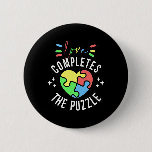 Liefde vervolledigt de puzzel Autisme Awareness Qu Ronde Button 5,7 Cm