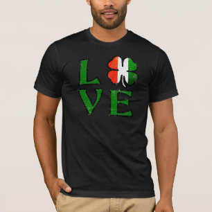 Liefde Vier Leaf Clover Ierse vlag St. Patrick's D T-shirt