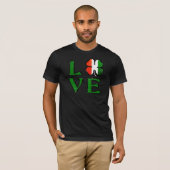 Liefde Vier Leaf Clover Ierse vlag St. Patrick's D T-shirt (Voorkant volledig)