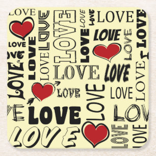 Liefde Vierkante Kartonnen Onderzetter