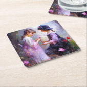 Liefde Vierkante Kartonnen Onderzetter (Schuin)