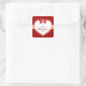 Liefde Vierkante Stickers met Hart & Boog (Tas)