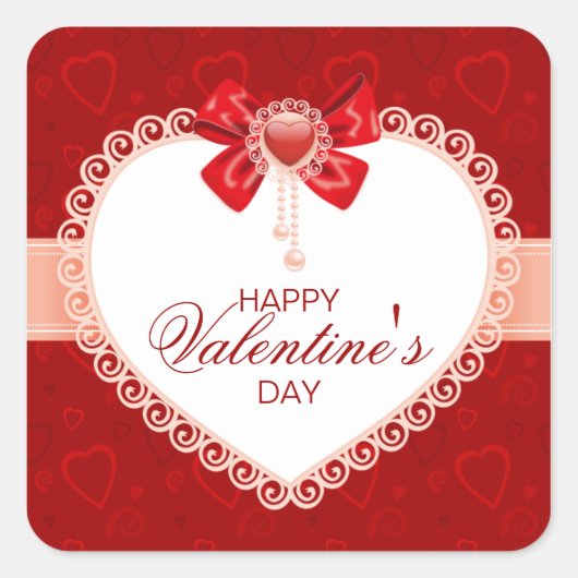 Liefde Vierkante Stickers met Hart & Boog (Voorkant)