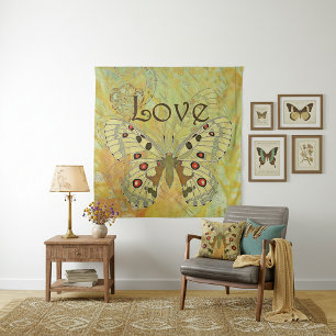Liefde vintage vlinder wandkleed