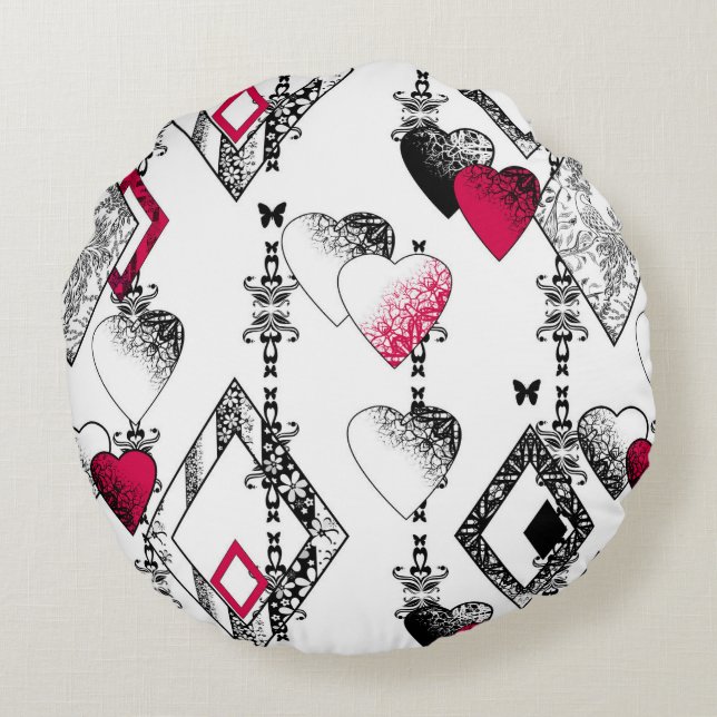 Liefde, visnet, patchwork rond kussen (Achterkant)